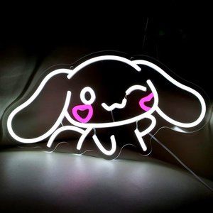 Neon Cinnamoroll Bunny Kawaii Cartoon Cute Chibi Teen Kids Girl Room Wall Decor